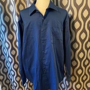 George Mens Button Down Dress Shirt. Royal Blue. Long Sleeve. Size Large